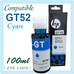 GT52 Cyan (Compatible), Deskjet GT 5810, 5820 AIO, Ink Tank 310 series, 410 series, Smart Tank 350 series, 450 series, 510 series, 550 series, 610 series, 720 series