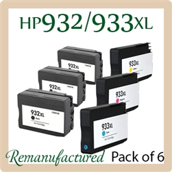 932XL/933XL Pack of 6 (Compatible), OfficeJet 6100, 6600, 6700 Premium, 7110 Wide-Format, 7510 Wide-Format, 7610 Wide-Format, 7612 Wide-Format
