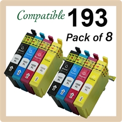 T193, Pack of 8 (Compatible), Epson WorkForce WF-2631, WF-2651, WF-2661