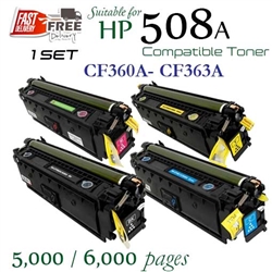 508A Set of 4 (CF360A-CF363A, Compatible), Flow MFP M577c, M577z, M577dn, M577f, M552dn, M553dn, M553x